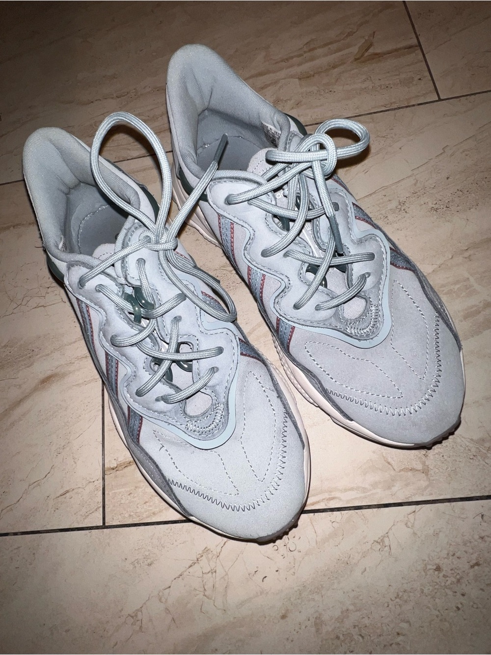 adidas Women's Light Gray Suede & Mesh Lace-Up Sneakers